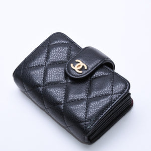 New and unused CHANEL CHANEL Card Case No. 21 Coco Mark Caviar Skin Black Bordeaux Gold Hardware Used 4a004390