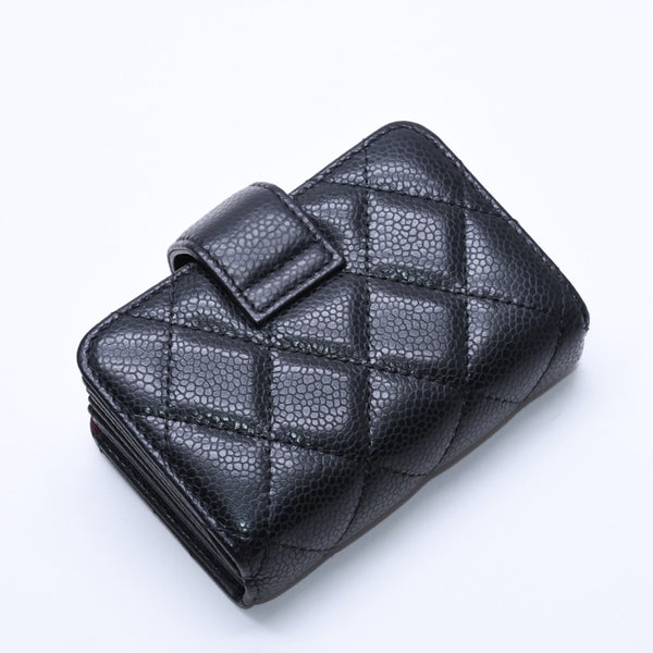 New and unused CHANEL CHANEL Card Case No. 21 Coco Mark Caviar Skin Black Bordeaux Gold Hardware Used 4a004390
