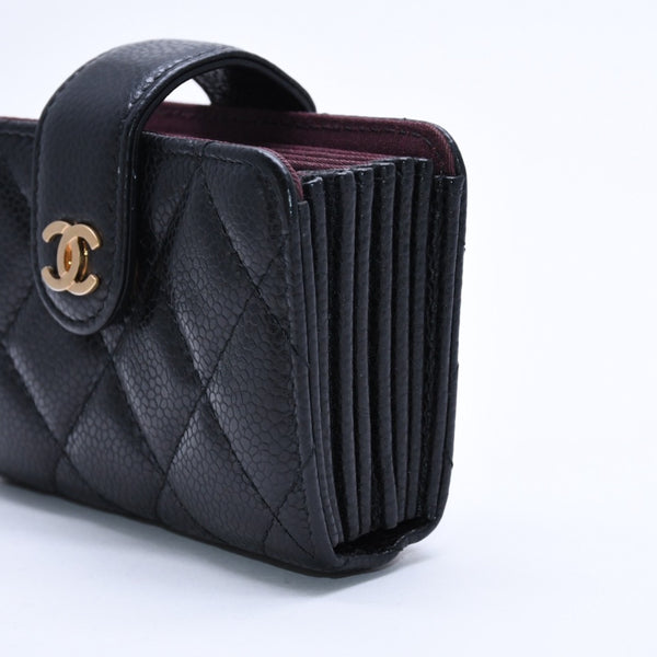 New and unused CHANEL CHANEL Card Case No. 21 Coco Mark Caviar Skin Black Bordeaux Gold Hardware Used 4a004390