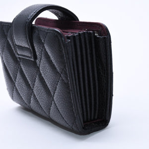 New and unused CHANEL CHANEL Card Case No. 21 Coco Mark Caviar Skin Black Bordeaux Gold Hardware Used 4a004390