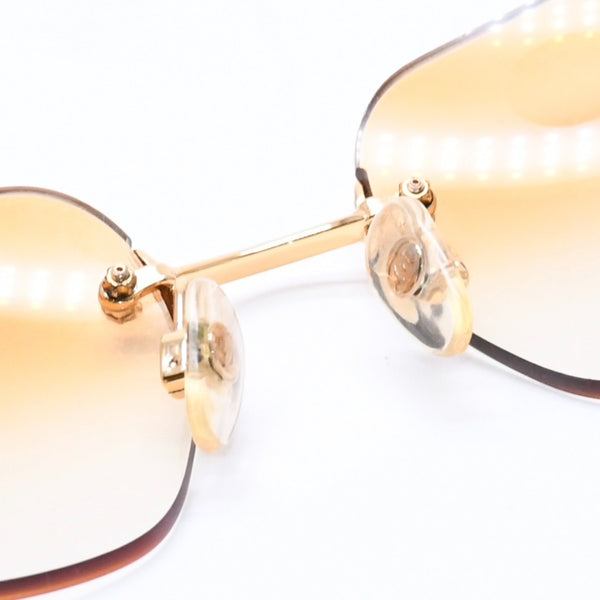 CHANEL Rimless Sunglasses Eyewear 4017-D c.125/56 Size 62□17 120 Coco Mark Rhinestone Good Condition Used 4a004405