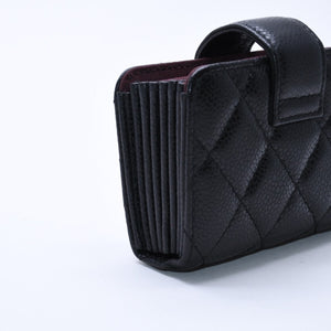 New and unused CHANEL CHANEL Card Case No. 21 Coco Mark Caviar Skin Black Bordeaux Gold Hardware Used 4a004390