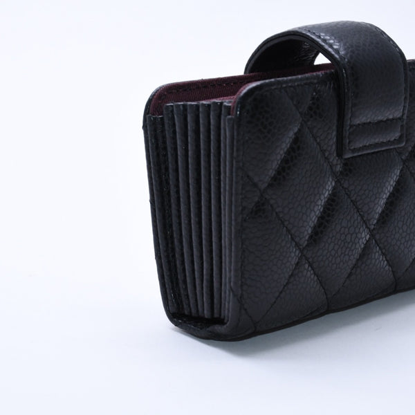 New and unused CHANEL CHANEL Card Case No. 21 Coco Mark Caviar Skin Black Bordeaux Gold Hardware Used 4a004390