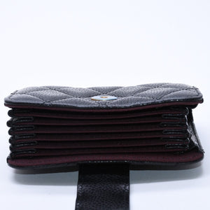 New and unused CHANEL CHANEL Card Case No. 21 Coco Mark Caviar Skin Black Bordeaux Gold Hardware Used 4a004390