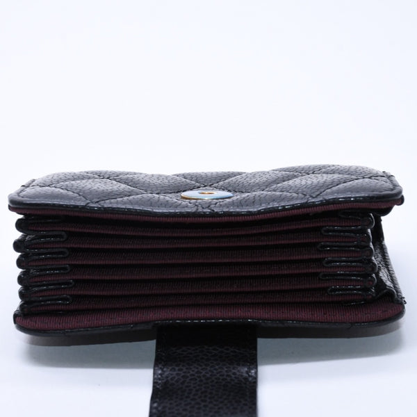 New and unused CHANEL CHANEL Card Case No. 21 Coco Mark Caviar Skin Black Bordeaux Gold Hardware Used 4a004390