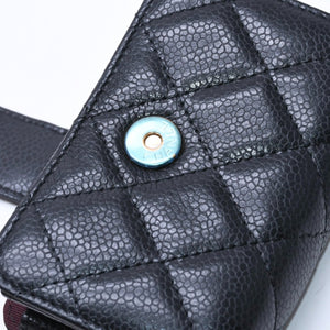New and unused CHANEL CHANEL Card Case No. 21 Coco Mark Caviar Skin Black Bordeaux Gold Hardware Used 4a004390
