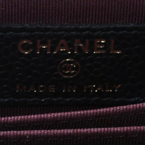 New and unused CHANEL CHANEL Card Case No. 21 Coco Mark Caviar Skin Black Bordeaux Gold Hardware Used 4a004390