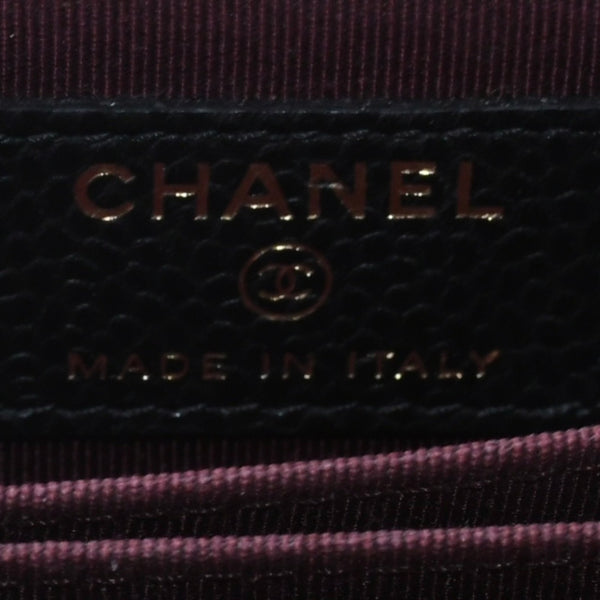 New and unused CHANEL CHANEL Card Case No. 21 Coco Mark Caviar Skin Black Bordeaux Gold Hardware Used 4a004390