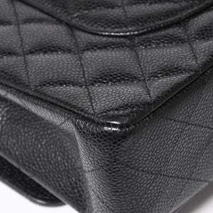 極美品 CHANEL シャネル マトラッセ25 Wフラップ Wチェーンショルダーバッグ キャビアスキン ゴールド金具 ランダム番台 ブラック ココマーク 中古 4a004409