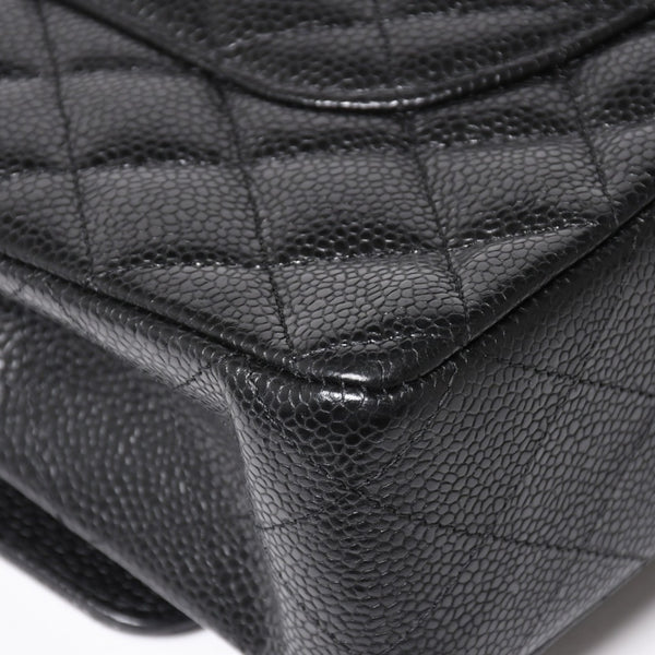 極美品 CHANEL シャネル マトラッセ25 Wフラップ Wチェーンショルダーバッグ キャビアスキン ゴールド金具 ランダム番台 ブラック ココマーク 中古 4a004409