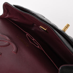 極美品 CHANEL シャネル マトラッセ25 Wフラップ Wチェーンショルダーバッグ キャビアスキン ゴールド金具 ランダム番台 ブラック ココマーク 中古 4a004409