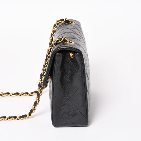 CHANEL Mini Matelasse Chain Shoulder Bag Lambskin Black Coco Mark Turn Lock Gold Hardware Good Condition Used 4a004410
