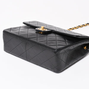 CHANEL Mini Matelasse Chain Shoulder Bag Lambskin Black Coco Mark Turn Lock Gold Hardware Good Condition Used 4a004410