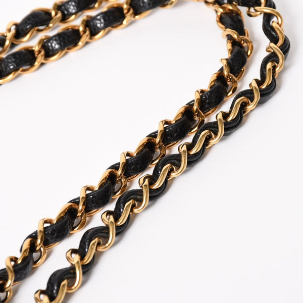 極美品 CHANEL シャネル マトラッセ25 Wフラップ Wチェーンショルダーバッグ キャビアスキン ゴールド金具 ランダム番台 ブラック ココマーク 中古 4a004409