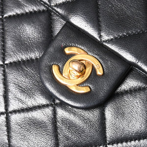 CHANEL Mini Matelasse Chain Shoulder Bag Lambskin Black Coco Mark Turn Lock Gold Hardware Good Condition Used 4a004410
