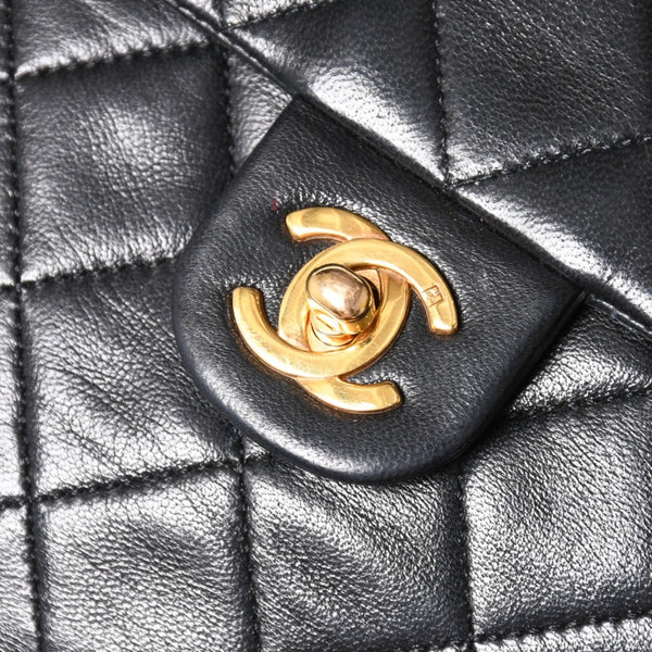 CHANEL Mini Matelasse Chain Shoulder Bag Lambskin Black Coco Mark Turn Lock Gold Hardware Good Condition Used 4a004410