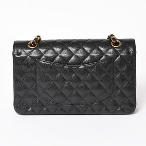 極美品 CHANEL シャネル マトラッセ25 Wフラップ Wチェーンショルダーバッグ キャビアスキン ゴールド金具 ランダム番台 ブラック ココマーク 中古 4a004409