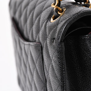 極美品 CHANEL シャネル マトラッセ25 Wフラップ Wチェーンショルダーバッグ キャビアスキン ゴールド金具 ランダム番台 ブラック ココマーク 中古 4a004409