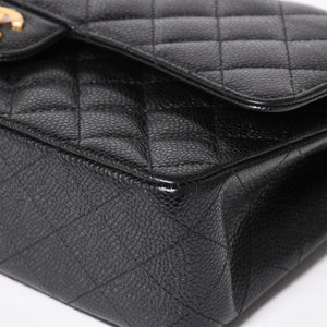 極美品 CHANEL シャネル マトラッセ25 Wフラップ Wチェーンショルダーバッグ キャビアスキン ゴールド金具 ランダム番台 ブラック ココマーク 中古 4a004409