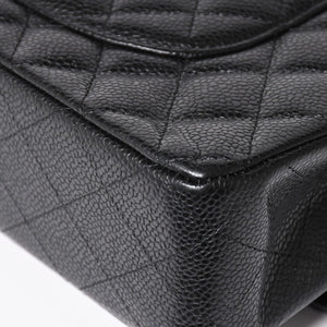 極美品 CHANEL シャネル マトラッセ25 Wフラップ Wチェーンショルダーバッグ キャビアスキン ゴールド金具 ランダム番台 ブラック ココマーク 中古 4a004409