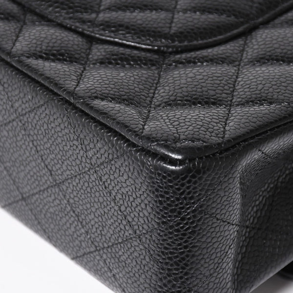 極美品 CHANEL シャネル マトラッセ25 Wフラップ Wチェーンショルダーバッグ キャビアスキン ゴールド金具 ランダム番台 ブラック ココマーク 中古 4a004409