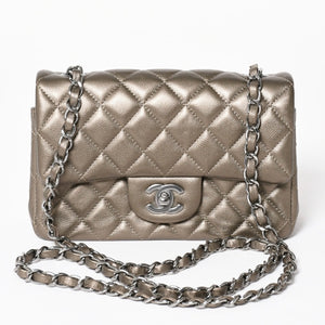 極美品 CHANEL シャネル ミニマトラッセ Sフラップ Sチェーンショルダーバッグ 23番台 ココマーク ブラウン カーキ 中古 4a004411