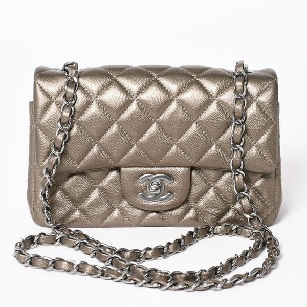 極美品 CHANEL シャネル ミニマトラッセ Sフラップ Sチェーンショルダーバッグ 23番台 ココマーク ブラウン カーキ 中古 4a004411