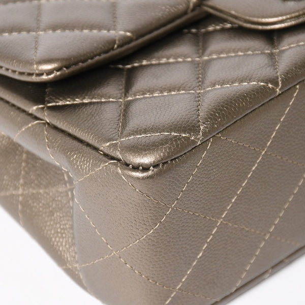 極美品 CHANEL シャネル ミニマトラッセ Sフラップ Sチェーンショルダーバッグ 23番台 ココマーク ブラウン カーキ 中古 4a004411