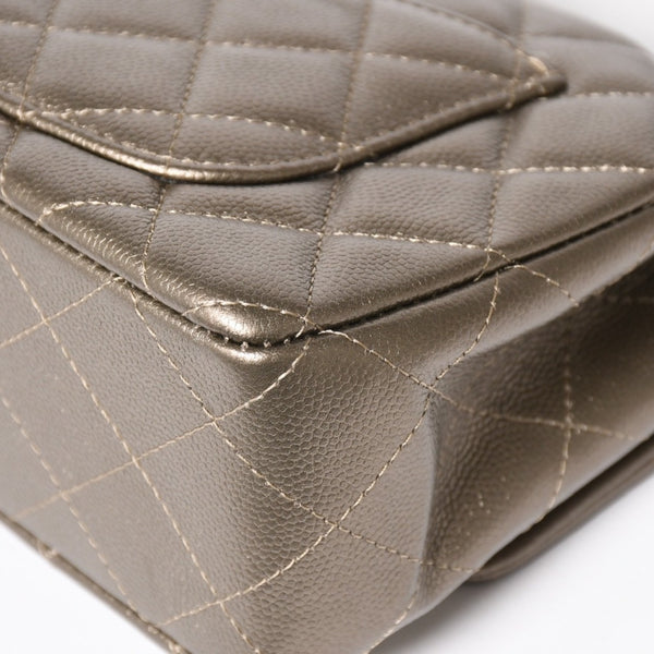 極美品 CHANEL シャネル ミニマトラッセ Sフラップ Sチェーンショルダーバッグ 23番台 ココマーク ブラウン カーキ 中古 4a004411