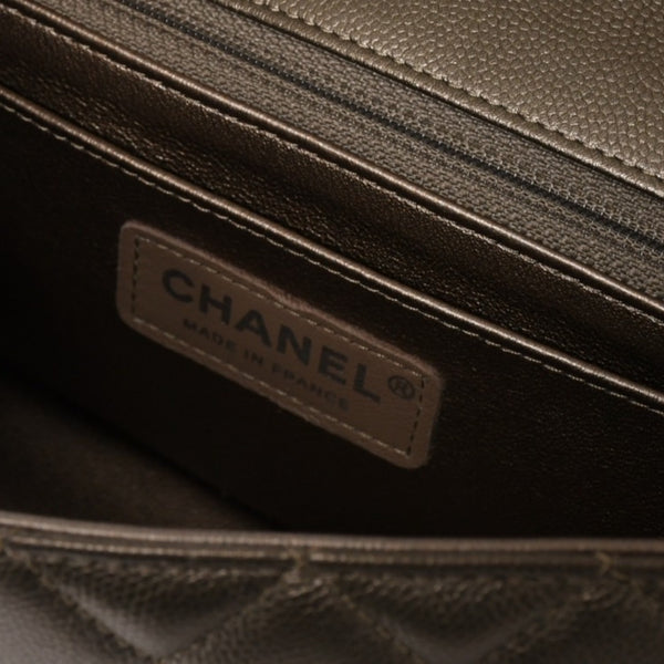 極美品 CHANEL シャネル ミニマトラッセ Sフラップ Sチェーンショルダーバッグ 23番台 ココマーク ブラウン カーキ 中古 4a004411