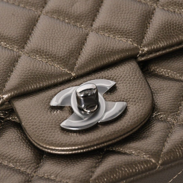 極美品 CHANEL シャネル ミニマトラッセ Sフラップ Sチェーンショルダーバッグ 23番台 ココマーク ブラウン カーキ 中古 4a004411