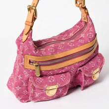 画像をギャラリービューアに読み込む, LOUIS VUITTON ルイヴィトン バギーPM ショルダーバッグ M95212 モノグラム デニム レザー ピンク ゴールド金具 美品 中古 4a004389