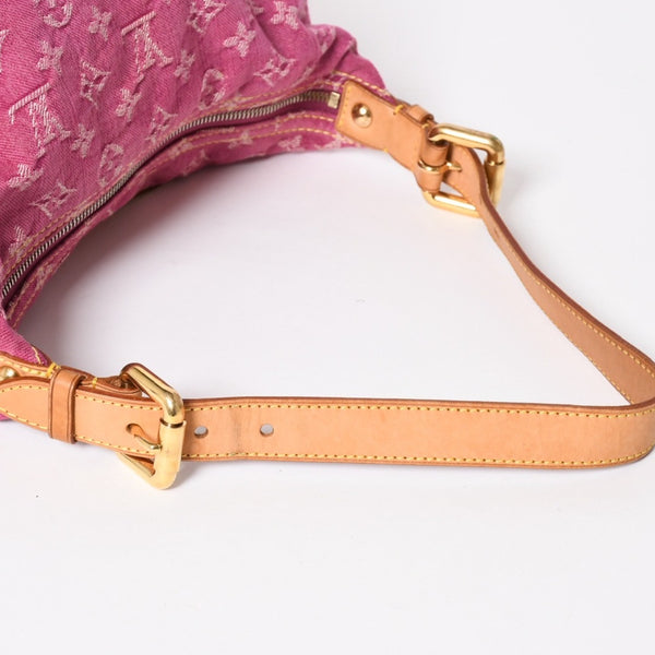 LOUIS VUITTON Baggy PM Shoulder Bag M95212 Monogram Denim Leather Pink Gold Hardware Good Condition Used 4a004389