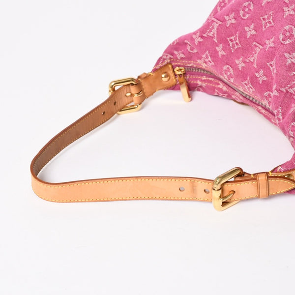 LOUIS VUITTON Baggy PM Shoulder Bag M95212 Monogram Denim Leather Pink Gold Hardware Good Condition Used 4a004389