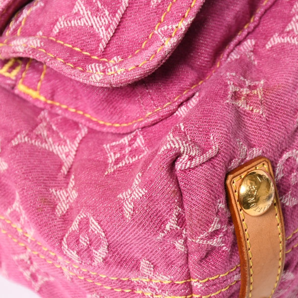 LOUIS VUITTON Baggy PM Shoulder Bag M95212 Monogram Denim Leather Pink Gold Hardware Good Condition Used 4a004389