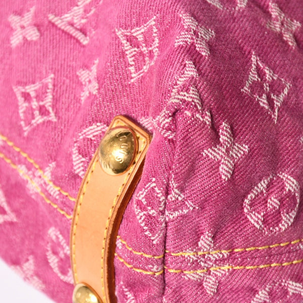 LOUIS VUITTON Baggy PM Shoulder Bag M95212 Monogram Denim Leather Pink Gold Hardware Good Condition Used 4a004389