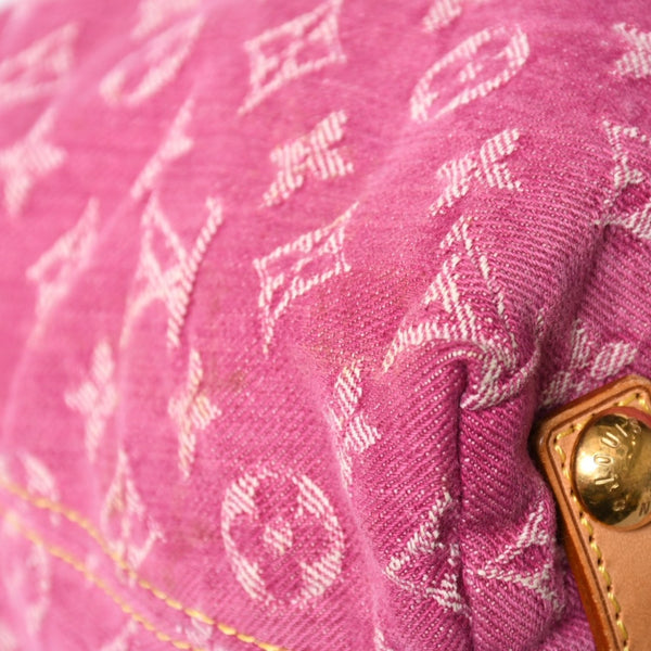 LOUIS VUITTON Baggy PM Shoulder Bag M95212 Monogram Denim Leather Pink Gold Hardware Good Condition Used 4a004389