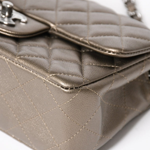 極美品 CHANEL シャネル ミニマトラッセ Sフラップ Sチェーンショルダーバッグ 23番台 ココマーク ブラウン カーキ 中古 4a004411