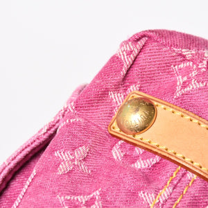 LOUIS VUITTON Baggy PM Shoulder Bag M95212 Monogram Denim Leather Pink Gold Hardware Good Condition Used 4a004389