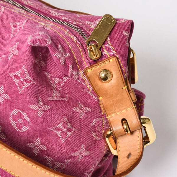 LOUIS VUITTON Baggy PM Shoulder Bag M95212 Monogram Denim Leather Pink Gold Hardware Good Condition Used 4a004389