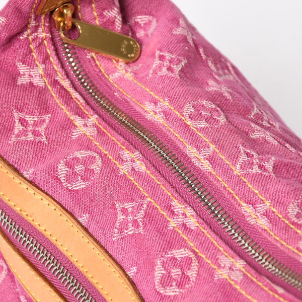 LOUIS VUITTON Baggy PM Shoulder Bag M95212 Monogram Denim Leather Pink Gold Hardware Good Condition Used 4a004389