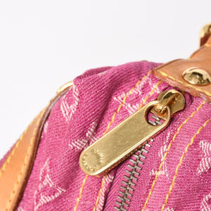LOUIS VUITTON Baggy PM Shoulder Bag M95212 Monogram Denim Leather Pink Gold Hardware Good Condition Used 4a004389