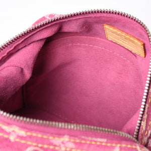 LOUIS VUITTON Baggy PM Shoulder Bag M95212 Monogram Denim Leather Pink Gold Hardware Good Condition Used 4a004389