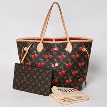 画像をギャラリービューアに読み込む, 新品同様 LOUIS VUITTON ルイヴィトン TM 村上隆 ネヴァーフルMM トートバッグ M13263 モノグラムチェリー ブラウン 中古 4a004415