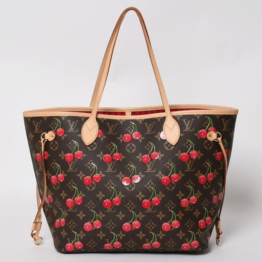新品同様 LOUIS VUITTON ルイヴィトン TM 村上隆 ネヴァーフルMM トートバッグ M13263 モノグラムチェリー ブラウン 中古 4a004415