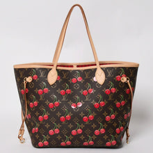 画像をギャラリービューアに読み込む, 新品同様 LOUIS VUITTON ルイヴィトン TM 村上隆 ネヴァーフルMM トートバッグ M13263 モノグラムチェリー ブラウン 中古 4a004415