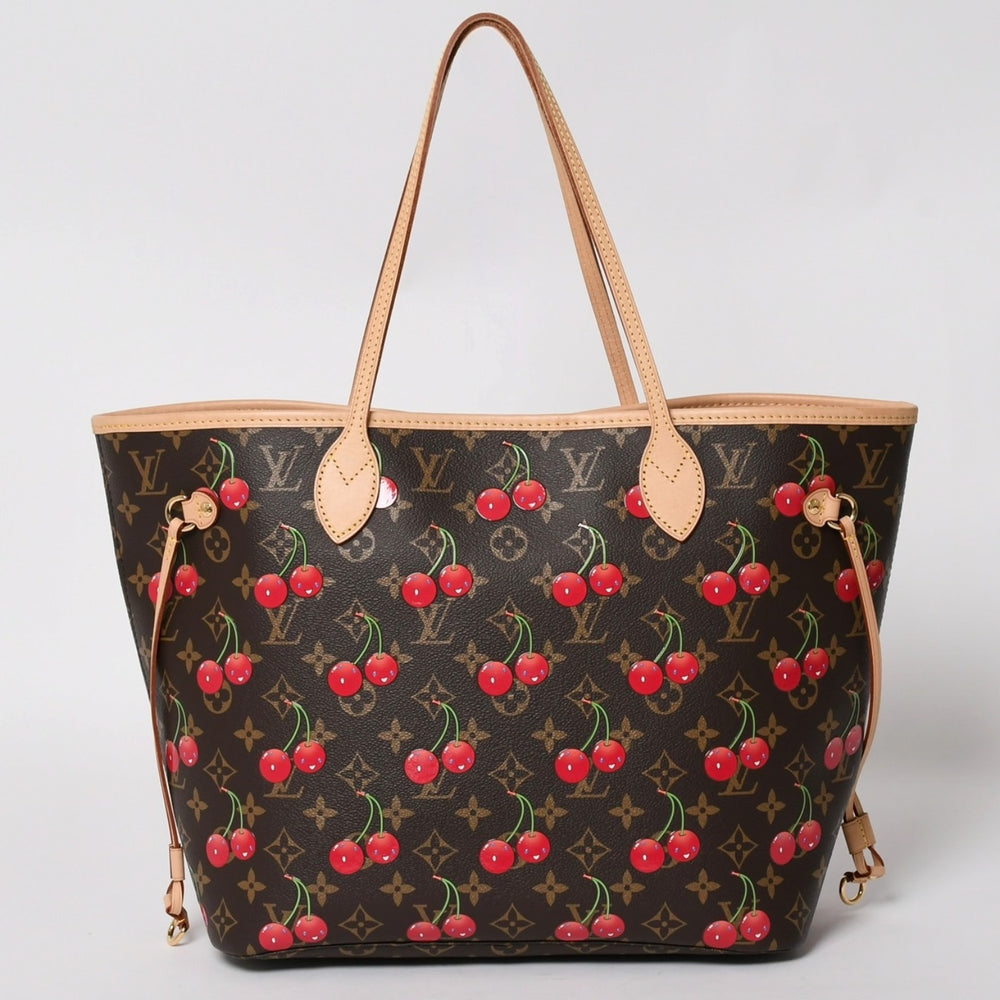 新品同様 LOUIS VUITTON ルイヴィトン TM 村上隆 ネヴァーフルMM トートバッグ M13263 モノグラムチェリー ブラウン 中古 4a004415