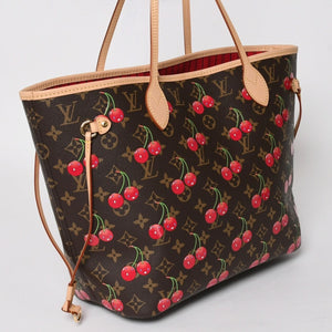 新品同様 LOUIS VUITTON ルイヴィトン TM 村上隆 ネヴァーフルMM トートバッグ M13263 モノグラムチェリー ブラウン 中古 4a004415