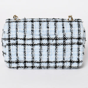 新品未使用 CHANEL シャネル ミニマトラッセ20 Sフラップ Sチェーンショルダーバッグ ココマーク ツイード ブルー系 中古 4a004416