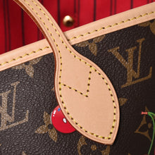 画像をギャラリービューアに読み込む, 新品同様 LOUIS VUITTON ルイヴィトン TM 村上隆 ネヴァーフルMM トートバッグ M13263 モノグラムチェリー ブラウン 中古 4a004415
